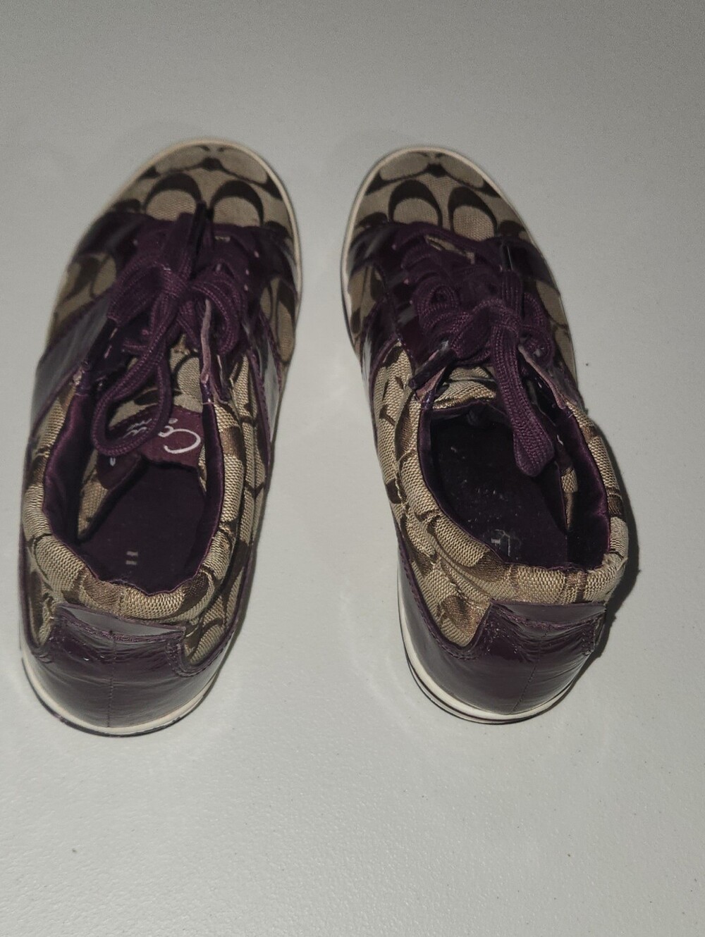 Coach Patent & Canvas High Top Monogram Sneakers Size 6.5 - Picture 3 of 8